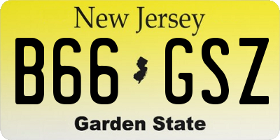 NJ license plate B66GSZ