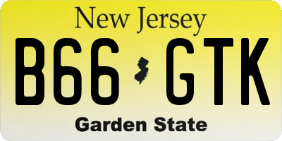 NJ license plate B66GTK