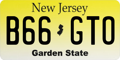 NJ license plate B66GTO