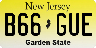 NJ license plate B66GUE