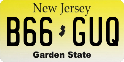 NJ license plate B66GUQ