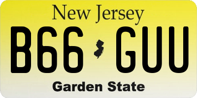 NJ license plate B66GUU