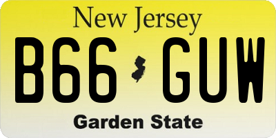 NJ license plate B66GUW