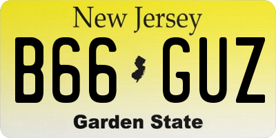 NJ license plate B66GUZ
