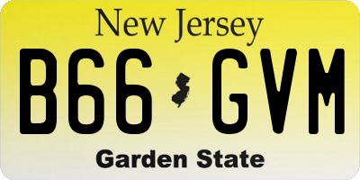 NJ license plate B66GVM