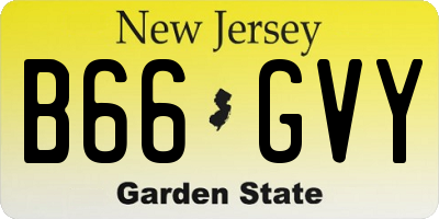 NJ license plate B66GVY