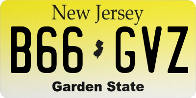 NJ license plate B66GVZ