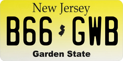NJ license plate B66GWB