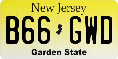 NJ license plate B66GWD