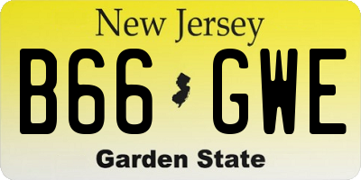 NJ license plate B66GWE