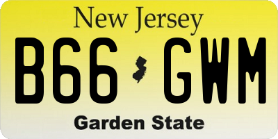 NJ license plate B66GWM