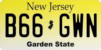 NJ license plate B66GWN
