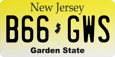 NJ license plate B66GWS