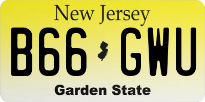 NJ license plate B66GWU