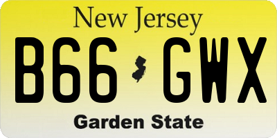 NJ license plate B66GWX