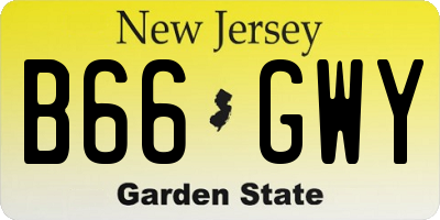 NJ license plate B66GWY