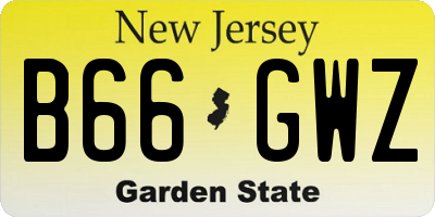 NJ license plate B66GWZ