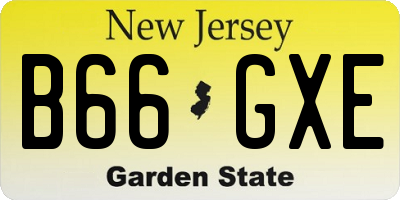NJ license plate B66GXE