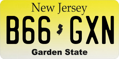 NJ license plate B66GXN
