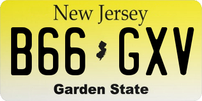 NJ license plate B66GXV