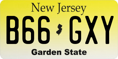 NJ license plate B66GXY