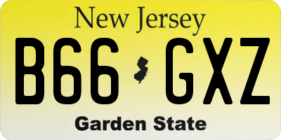 NJ license plate B66GXZ