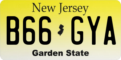 NJ license plate B66GYA