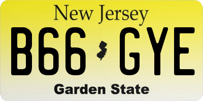 NJ license plate B66GYE