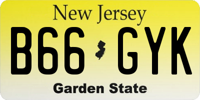 NJ license plate B66GYK