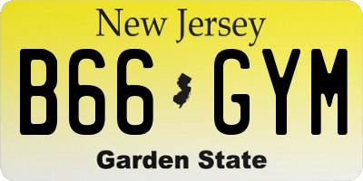 NJ license plate B66GYM