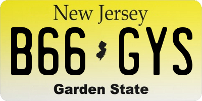 NJ license plate B66GYS