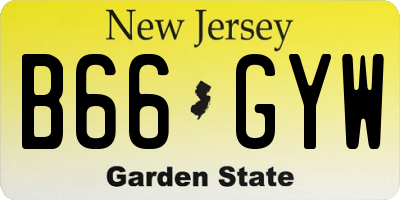 NJ license plate B66GYW
