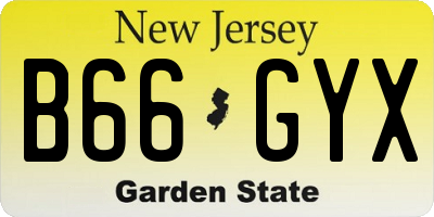 NJ license plate B66GYX