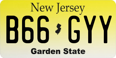 NJ license plate B66GYY