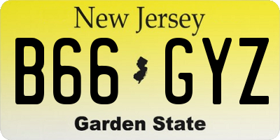 NJ license plate B66GYZ