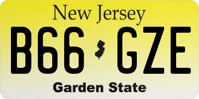 NJ license plate B66GZE