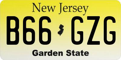 NJ license plate B66GZG