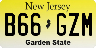 NJ license plate B66GZM
