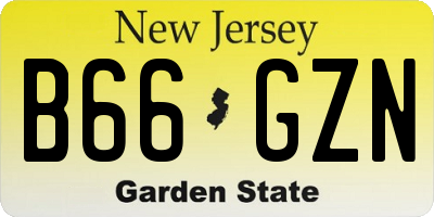 NJ license plate B66GZN