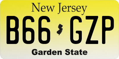 NJ license plate B66GZP