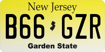 NJ license plate B66GZR