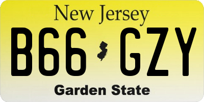 NJ license plate B66GZY