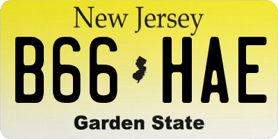 NJ license plate B66HAE