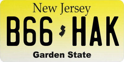 NJ license plate B66HAK