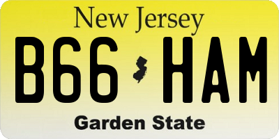 NJ license plate B66HAM