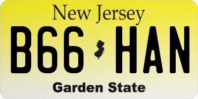 NJ license plate B66HAN
