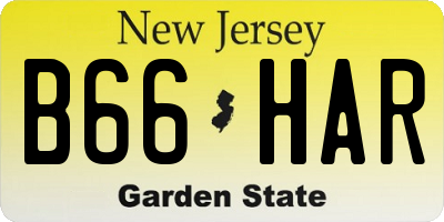 NJ license plate B66HAR