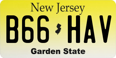 NJ license plate B66HAV