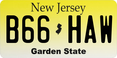 NJ license plate B66HAW