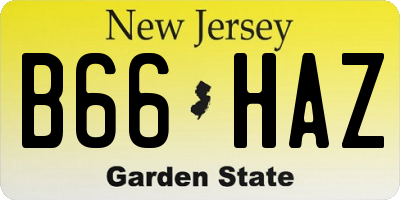 NJ license plate B66HAZ
